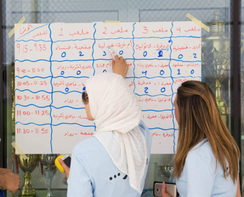 Checking the latest results from a football tournament for girls, Jordan