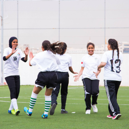 Sports is a key to promote hope, strength, fun and friendship. Girls' football in Jordan